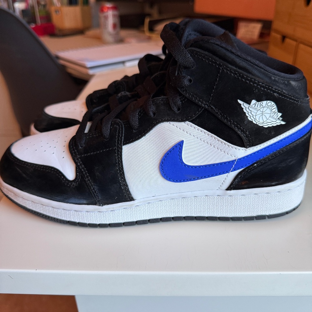 Jordan 1 Mid Racer Blue Black White OKC Thunder